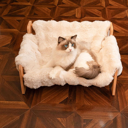 Modern Minimalist Rectangular Pine Wood Bubble Velvet Fabric Cat Bed Backrest Armrest For Bedroom
