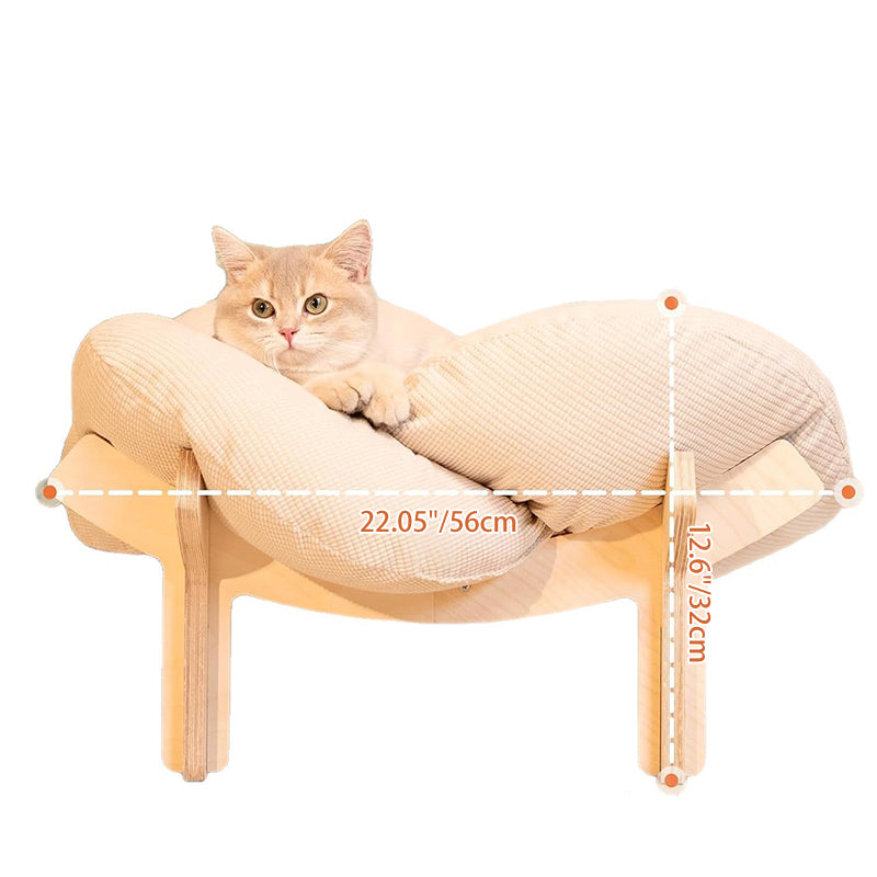Modern Minimalist Floral-Shaped Curved Multi-Layer Plywood Velvet Cat Bed 4-Leg For Bedroom