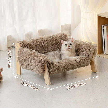 Modern Minimalist Rectangular Pine Plywood Velvet Cat Bed Backrest Armrest For Bedroom