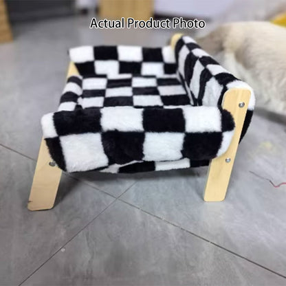 Modern Minimalist Rectangular Pine Plywood Velvet Cat Bed Backrest Armrest For Bedroom