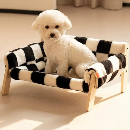 Modern Minimalist Rectangular Pine Plywood Velvet Cat Bed Backrest Armrest For Bedroom