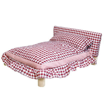 Modern Minimalist Rectangular Pine Wood Beechwood Cotton Linen Oxford Fabric Cat Bed 4-Leg For Bedroom