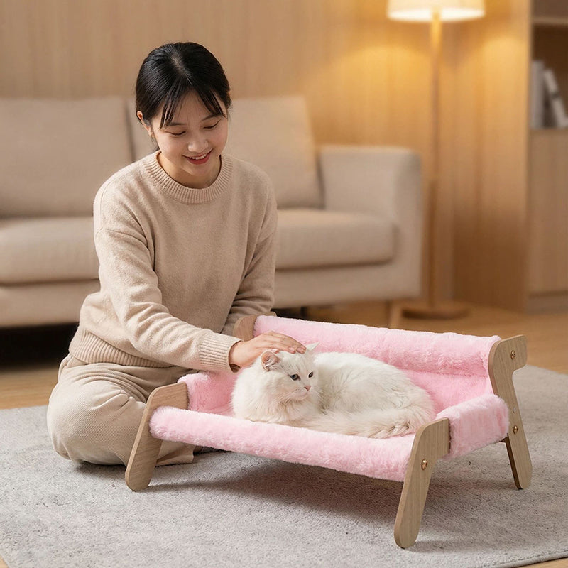 Modern Minimalist Rectangular High Density Fiberboard Velvet Cat Bed Backrest Armrest For Bedroom
