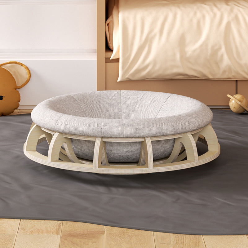 Modern Minimalist Cylindrical Round Gyroscope Multi-Layer Plywood Fabric Cat Bed For Bedroom