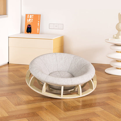 Modern Minimalist Cylindrical Round Gyroscope Multi-Layer Plywood Fabric Cat Bed For Bedroom