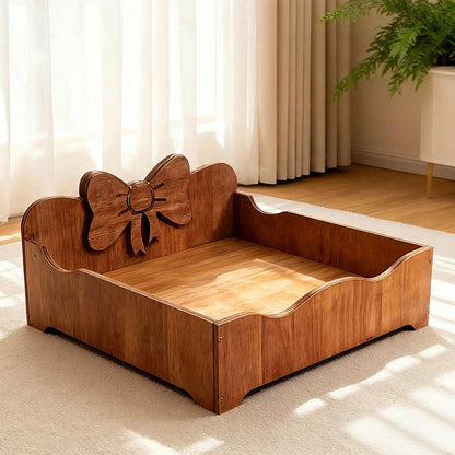 Contemporary Creative Rectangular Bow-Shaped Poplar Wood Cat Bed & Dog Bed For Bedroom