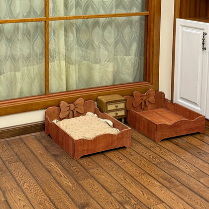 Contemporary Creative Rectangular Bow-Shaped Poplar Wood Cat Bed & Dog Bed For Bedroom