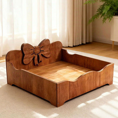 Contemporary Creative Rectangular Bow-Shaped Poplar Wood Cat Bed & Dog Bed For Bedroom