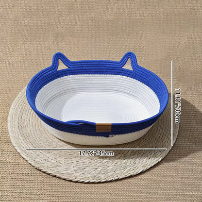 Contemporary Creative Cylindrical Cat Ear Design Cotton Linen Cat Bed With Toy Ball For Bedroom
