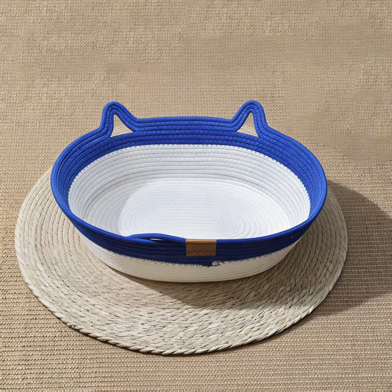 Contemporary Creative Cylindrical Cat Ear Design Cotton Linen Cat Bed With Toy Ball For Bedroom