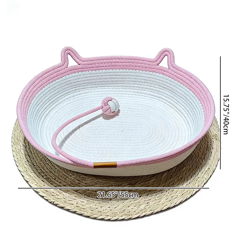 Contemporary Creative Cylindrical Cat Ear Design Cotton Linen Cat Bed With Toy Ball For Bedroom
