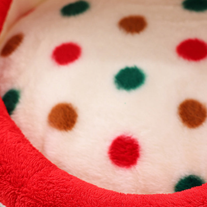 Contemporary Creative Cylindrical Velvet Anti-Slip Dotted Fabric Cat Bed With Handle For Bedroom