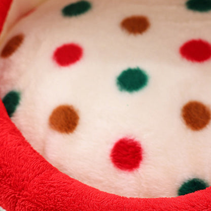 Contemporary Creative Cylindrical Velvet Anti-Slip Dotted Fabric Cat Bed With Handle For Bedroom