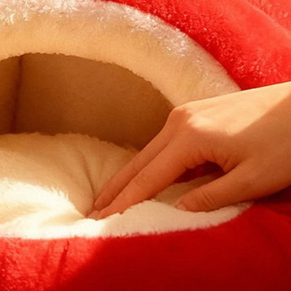 Contemporary Creative Spherical Apple-Shaped Velvet Anti-Slip Dotted Oxford Fabric Dog Bed & Cat Bed For Bedroom