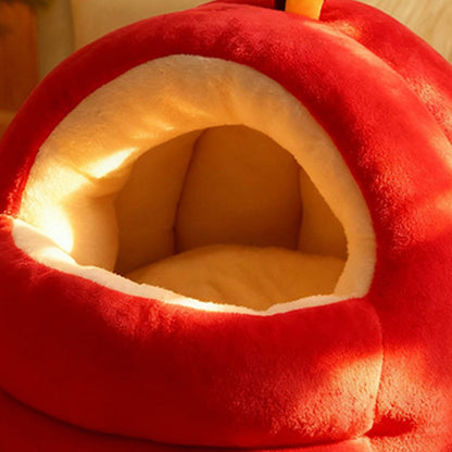 Contemporary Creative Spherical Apple-Shaped Velvet Anti-Slip Dotted Oxford Fabric Dog Bed & Cat Bed For Bedroom