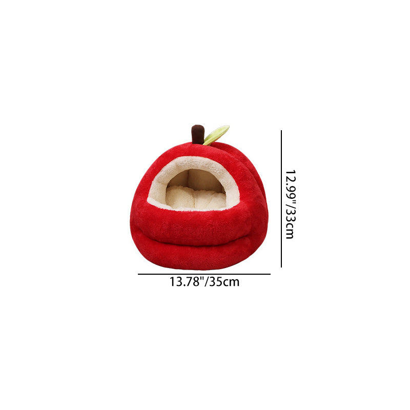 Contemporary Creative Spherical Apple-Shaped Velvet Anti-Slip Dotted Oxford Fabric Dog Bed & Cat Bed For Bedroom