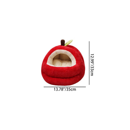 Contemporary Creative Spherical Apple-Shaped Velvet Anti-Slip Dotted Oxford Fabric Dog Bed & Cat Bed For Bedroom