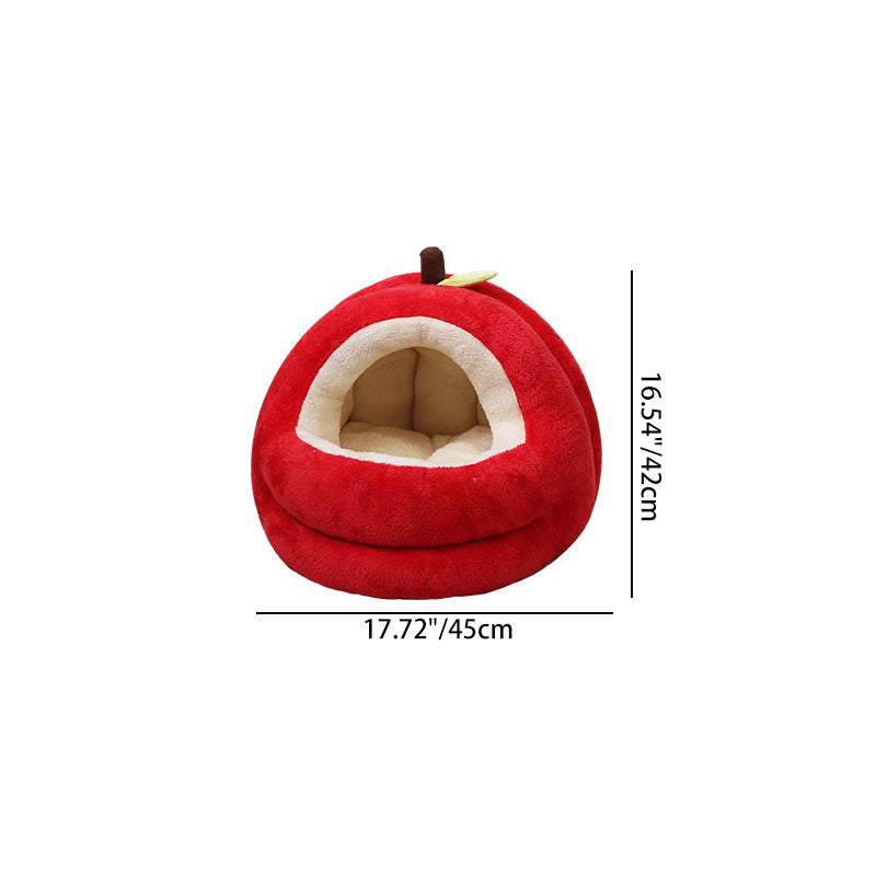 Contemporary Creative Spherical Apple-Shaped Velvet Anti-Slip Dotted Oxford Fabric Dog Bed & Cat Bed For Bedroom