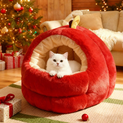 Contemporary Creative Spherical Apple-Shaped Velvet Anti-Slip Dotted Oxford Fabric Dog Bed & Cat Bed For Bedroom