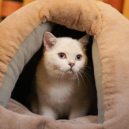 Contemporary Creative Spherical Pumpkin-Shaped Mongolian Yurt Velvet Anti-Slip Dotted Fabric Dog Bed & Cat Bed For Bedroom