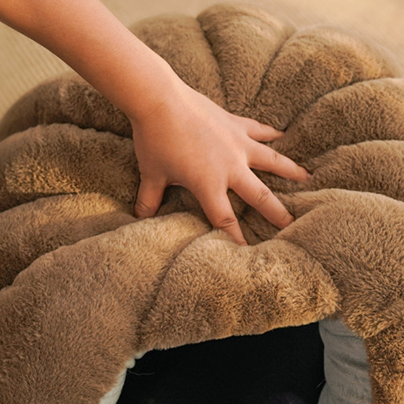 Contemporary Creative Spherical Pumpkin-Shaped Mongolian Yurt Velvet Anti-Slip Dotted Fabric Dog Bed & Cat Bed For Bedroom
