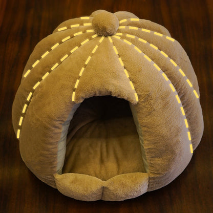 Contemporary Creative Spherical Pumpkin-Shaped Mongolian Yurt Velvet Anti-Slip Dotted Fabric Dog Bed & Cat Bed For Bedroom