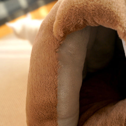 Contemporary Creative Spherical Pumpkin-Shaped Mongolian Yurt Velvet Anti-Slip Dotted Fabric Dog Bed & Cat Bed For Bedroom