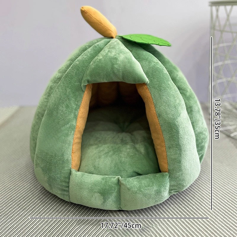Contemporary Creative Spherical Pumpkin-Shaped Mongolian Yurt Velvet Anti-Slip Dotted Fabric Dog Bed & Cat Bed For Bedroom
