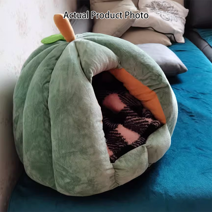 Contemporary Creative Spherical Pumpkin-Shaped Mongolian Yurt Velvet Anti-Slip Dotted Fabric Dog Bed & Cat Bed For Bedroom