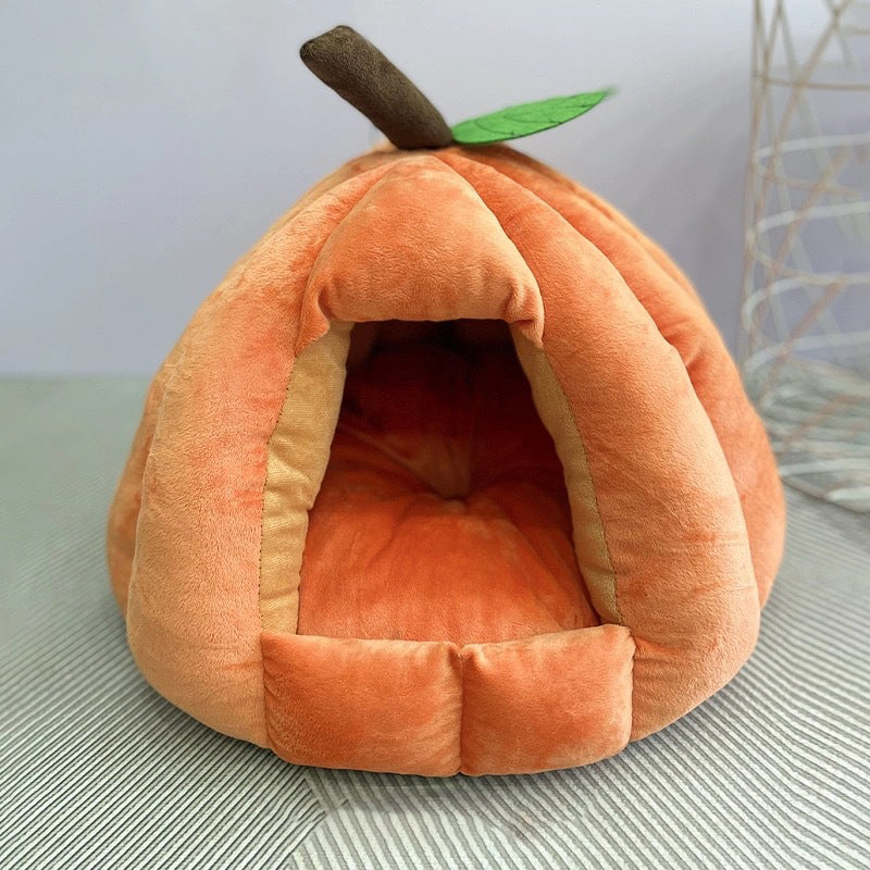 Contemporary Creative Spherical Pumpkin-Shaped Mongolian Yurt Velvet Anti-Slip Dotted Fabric Dog Bed & Cat Bed For Bedroom