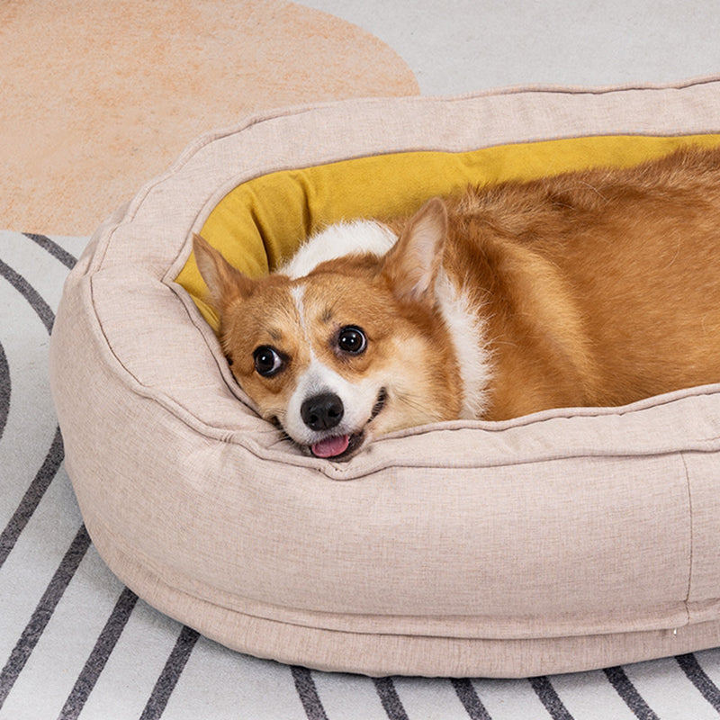 Modern Minimalist Oval Cylindrical Velvet Cotton-Linen Anti-Slip Dotted Fabric Cat Bed & Dog Bed For Bedroom