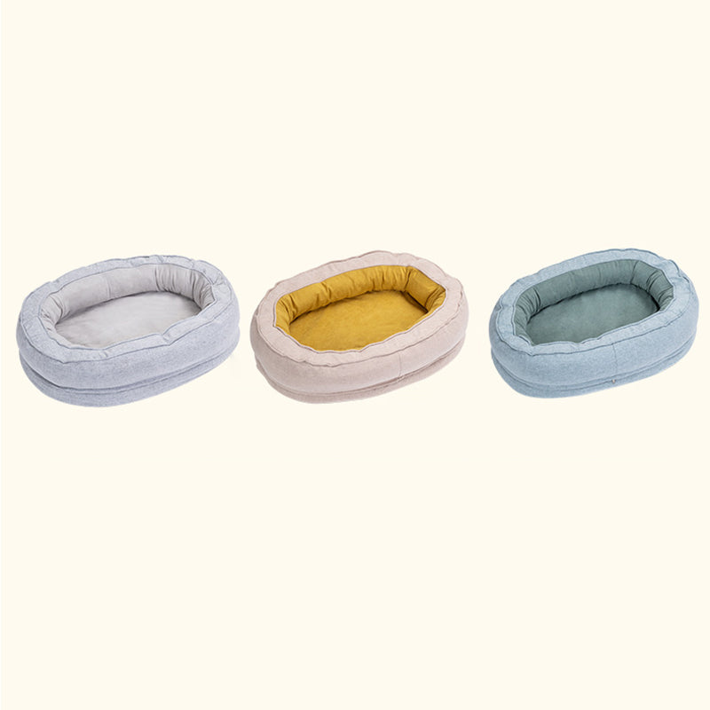 Modern Minimalist Oval Cylindrical Velvet Cotton-Linen Anti-Slip Dotted Fabric Cat Bed & Dog Bed For Bedroom