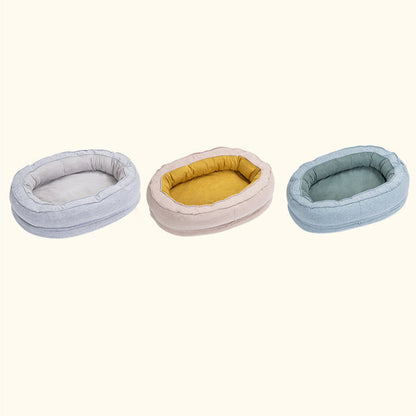 Modern Minimalist Oval Cylindrical Velvet Cotton-Linen Anti-Slip Dotted Fabric Cat Bed & Dog Bed For Bedroom