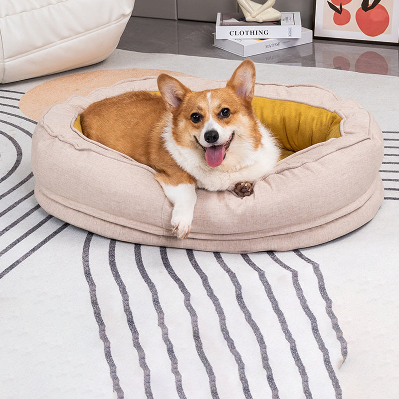 Modern Minimalist Oval Cylindrical Velvet Cotton-Linen Anti-Slip Dotted Fabric Cat Bed & Dog Bed For Bedroom