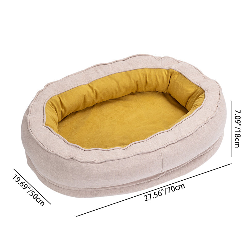 Modern Minimalist Oval Cylindrical Velvet Cotton-Linen Anti-Slip Dotted Fabric Cat Bed & Dog Bed For Bedroom