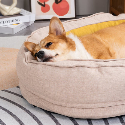 Modern Minimalist Oval Cylindrical Velvet Cotton-Linen Anti-Slip Dotted Fabric Cat Bed & Dog Bed For Bedroom