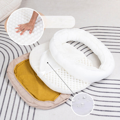Modern Minimalist Oval Cylindrical Velvet Cotton-Linen Anti-Slip Dotted Fabric Cat Bed & Dog Bed For Bedroom