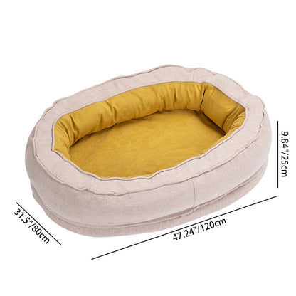 Modern Minimalist Oval Cylindrical Velvet Cotton-Linen Anti-Slip Dotted Fabric Cat Bed & Dog Bed For Bedroom