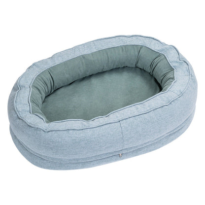 Modern Minimalist Oval Cylindrical Velvet Cotton-Linen Anti-Slip Dotted Fabric Cat Bed & Dog Bed For Bedroom