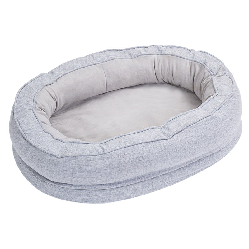 Modern Minimalist Oval Cylindrical Velvet Cotton-Linen Anti-Slip Dotted Fabric Cat Bed & Dog Bed For Bedroom