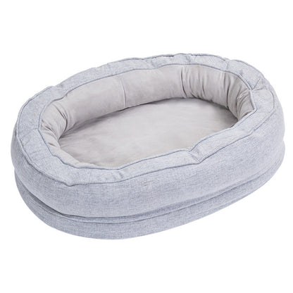 Modern Minimalist Oval Cylindrical Velvet Cotton-Linen Anti-Slip Dotted Fabric Cat Bed & Dog Bed For Bedroom