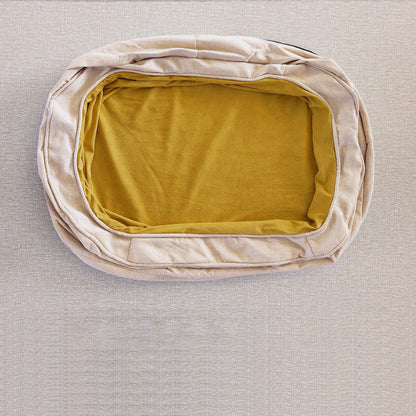 Modern Minimalist Oval Cylindrical Velvet Cotton-Linen Anti-Slip Dotted Fabric Cat Bed & Dog Bed For Bedroom