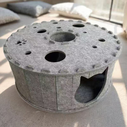 Contemporary Creative Cylindrical Donut-Shaped Porous Design Felt Tunnel Cat Bed For Bedroom