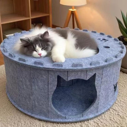 Contemporary Creative Cylindrical Donut-Shaped Porous Design Felt Tunnel Cat Bed For Bedroom