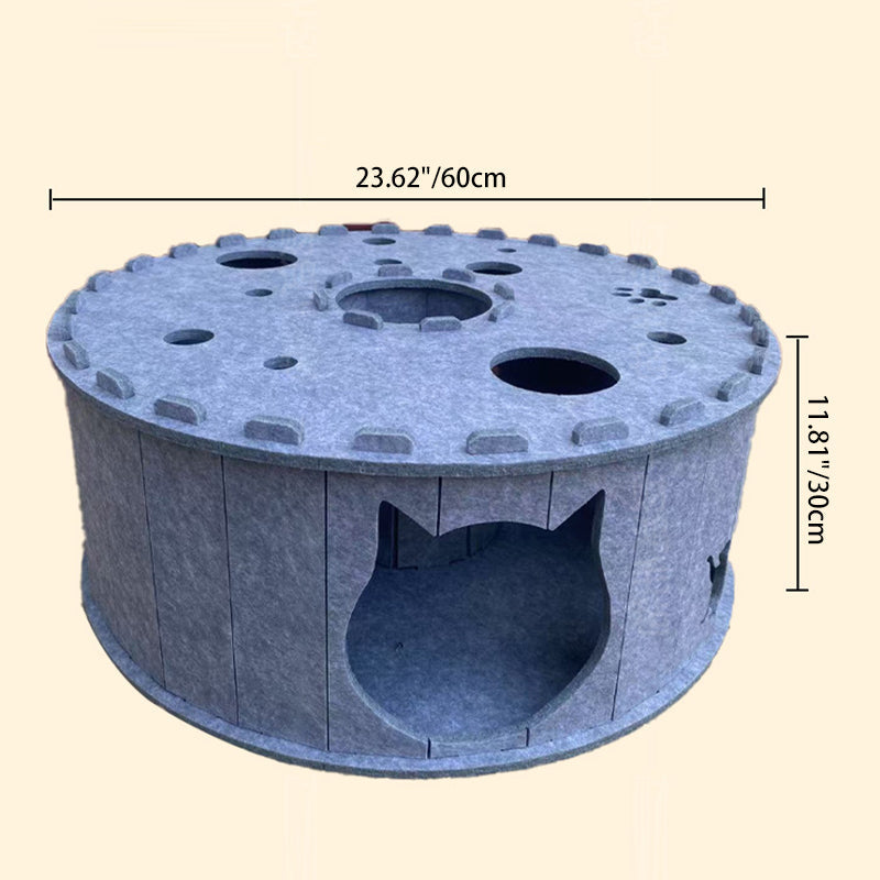 Contemporary Creative Cylindrical Donut-Shaped Porous Design Felt Tunnel Cat Bed For Bedroom
