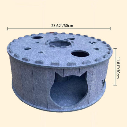 Contemporary Creative Cylindrical Donut-Shaped Porous Design Felt Tunnel Cat Bed For Bedroom
