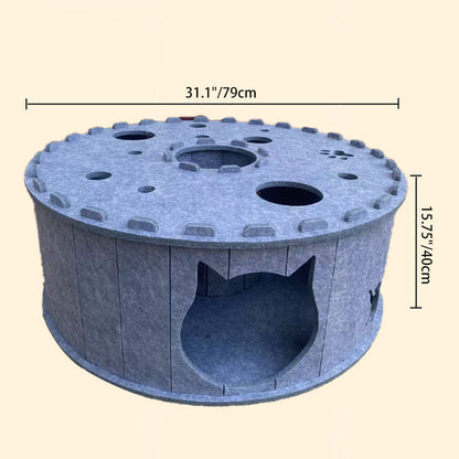 Contemporary Creative Cylindrical Donut-Shaped Porous Design Felt Tunnel Cat Bed For Bedroom