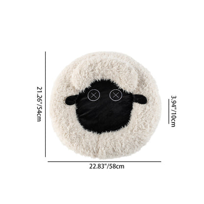 Contemporary Creative Round Lamb Design Plush Anti-Slip Dotted Fabric Cat Bed With Toy Ball For Bedroom