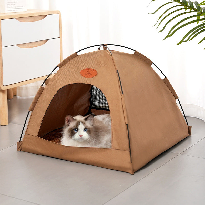 Modern Minimalist Curved Hemispherical Oxford Fabric Bamboo Mat Memory Steel Mesh Fabric Anti-Slip Dotted Fabric Camping Cat Bed For Bedroom
