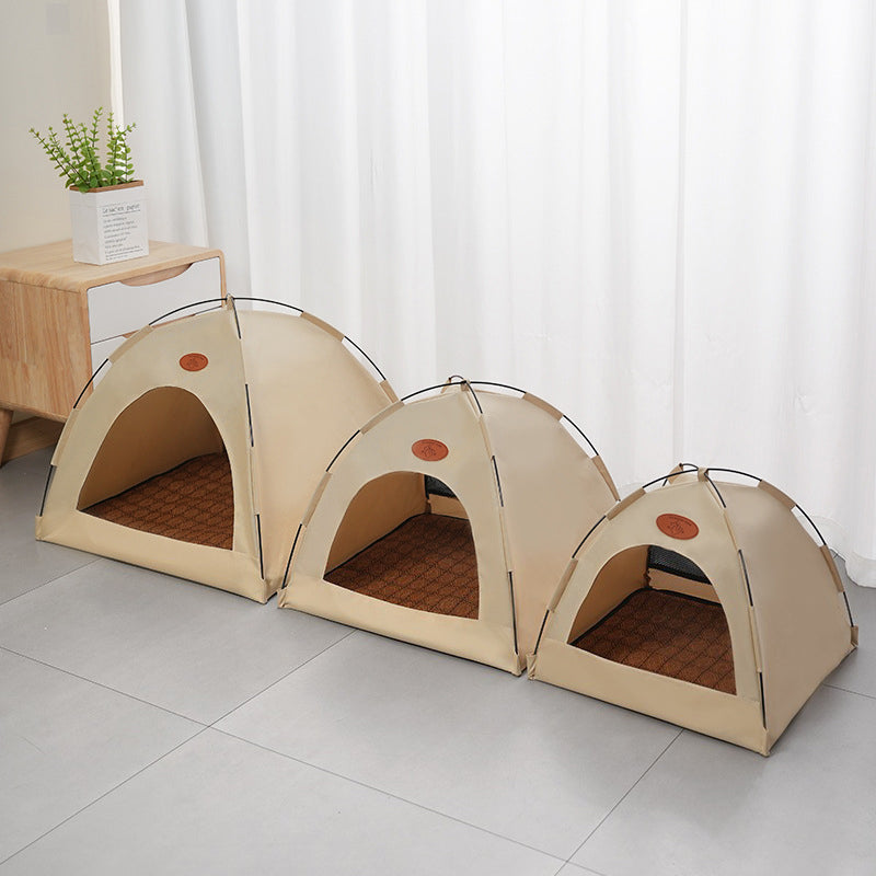 Modern Minimalist Curved Hemispherical Oxford Fabric Bamboo Mat Memory Steel Mesh Fabric Anti-Slip Dotted Fabric Camping Cat Bed For Bedroom